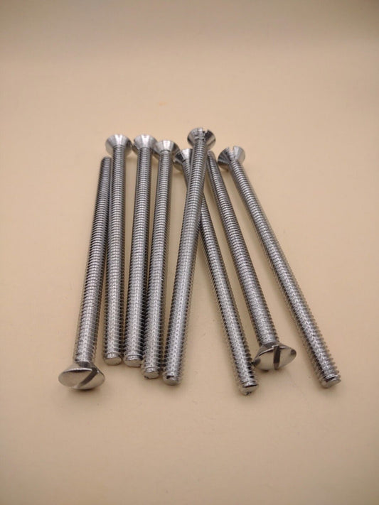 1/4"-20 x 4" Oval Head Slotted Chrome Brass Machine Screws (8 pack) NOS CBMS56
