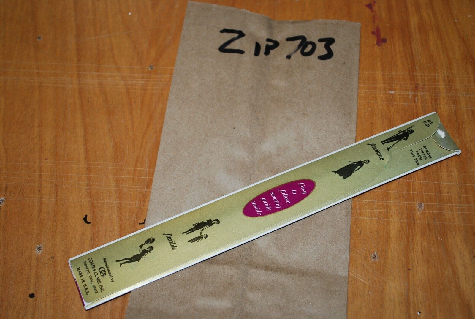 N.O.S. J&P Coats 7" Metal Zipper Black - (Lot of 1 packs) - zip703