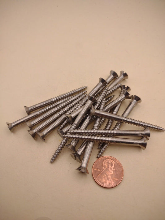 #8 x 2" 18-8 Stainless Flat Head Slotted Marine Wood Screws (20) pack SSWS14