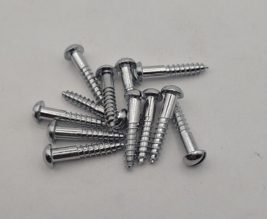 #6 x 3/4" Chrome Brass Round Head Slotted Marine Wood Screws (12) pack CBWS55