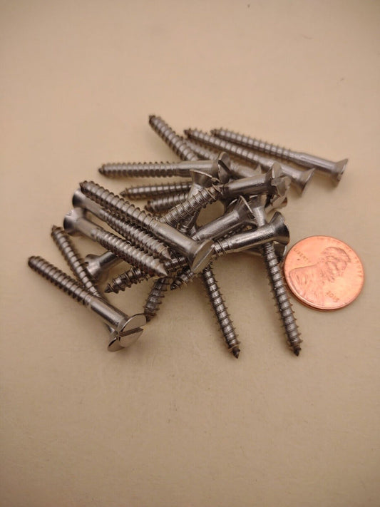 #8 x 1-1/2" 18-8 Stainless Flat Head Slotted Marine Wood Screws (20) pack SSWS11