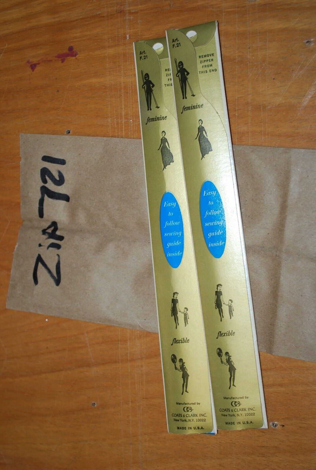 N.O.S. J&P Coats 12" Metal Zipper 16 Ecru - (Lot of 2 packs) - zip721