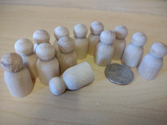 1-1/4" Unfinished Wooden Toy Doll People 12pc Packs Lot #TP03