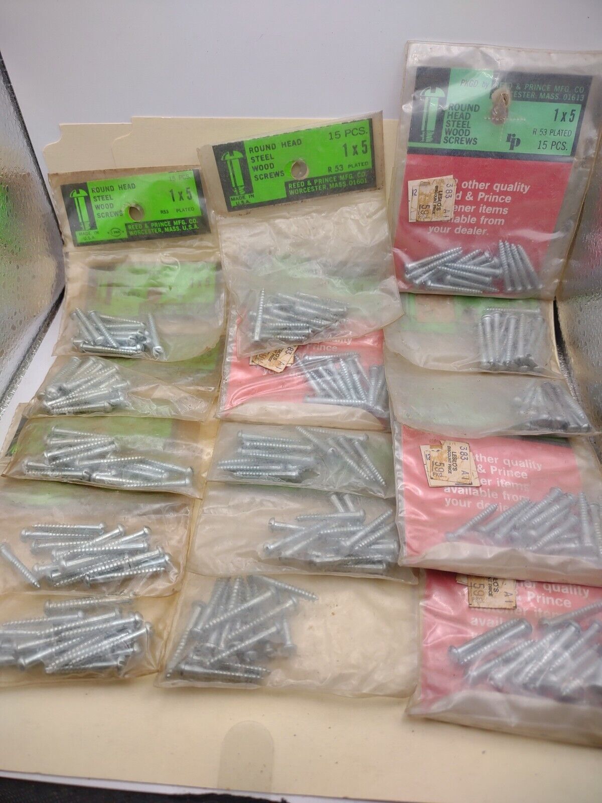 #5 x 1" Slotted Round Head Reed & Prince Wood Screws (225pcs) NOS Lot RP080
