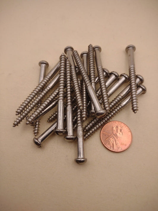 #8 x 2" 18-8 Stainless Round Head Slotted Marine Wood Screws (20) pack SSWS38
