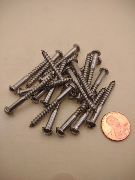 #8 x 1-1/2" 18-8 Stainless Round Head Slotted Marine Wood Screws (20 pack SSWS35