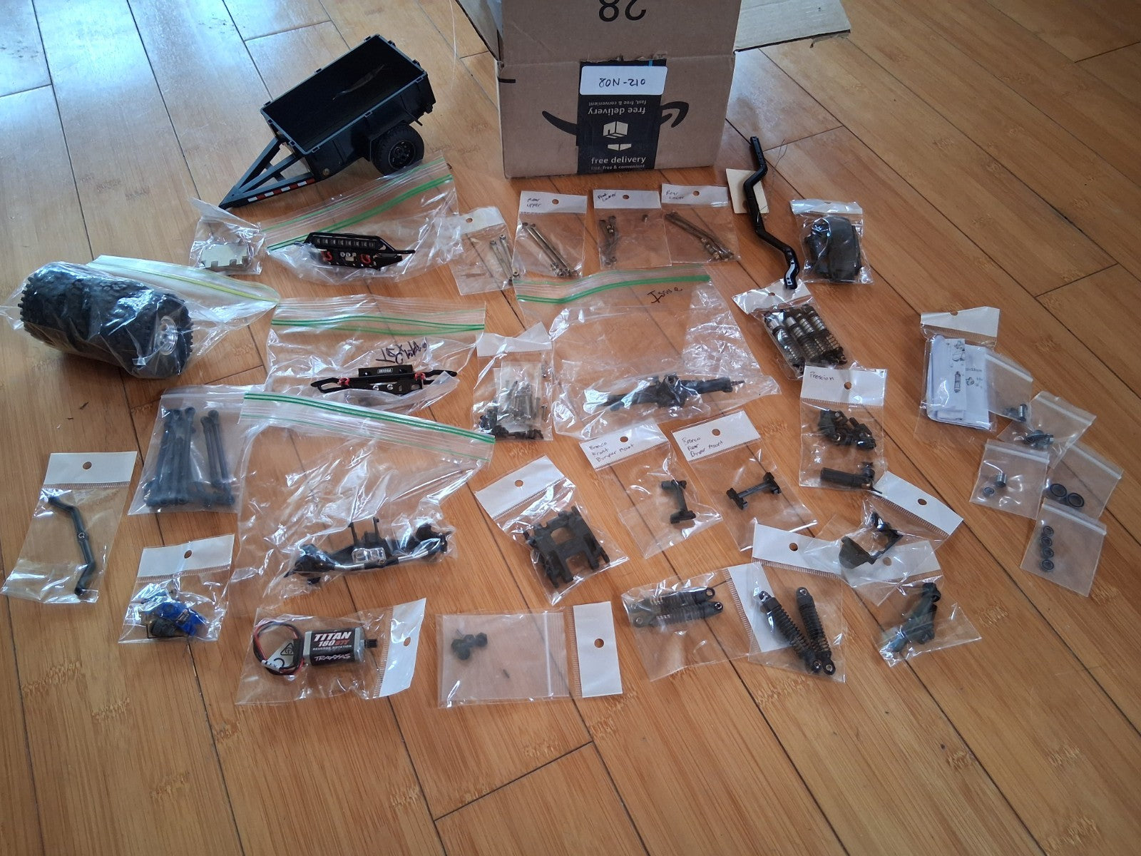 Huge lot of Traxass TRX4M Crawler Parts, Upgrades, Trailer, Bearings + - 80N-210