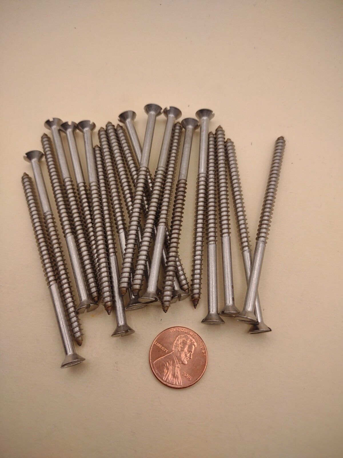 #8 x 3" 18-8 Stainless Flat Head Slotted Marine Wood Screws (20) pack SSWS16