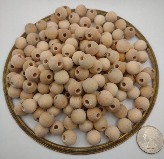 1/2" Dia 1/8" hole Unfinished Wood Round Ball Beads 150pc Packs Lot #WB04