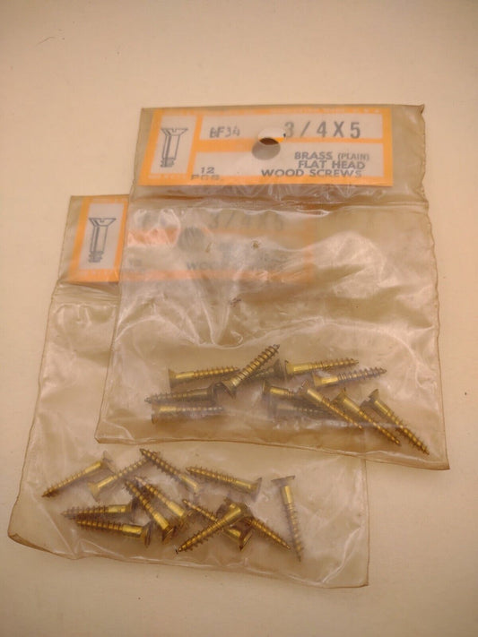 #5 x 3/4" Slotted Flat Head Reed & Prince BRASS Wood Screws (24pcs) Lot RP062