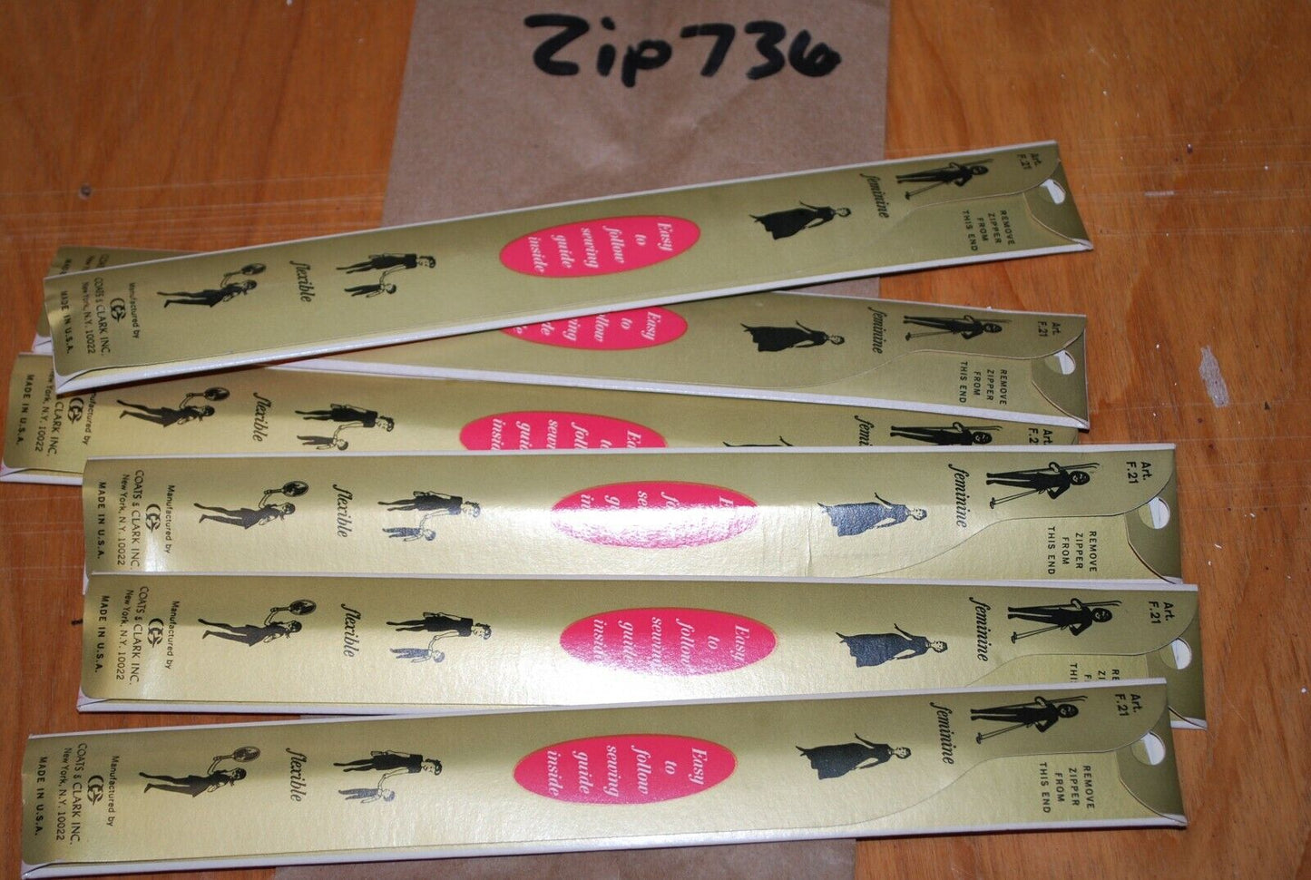 N.O.S. J&P Coats 18" Metal Zipper Black - (Lot of 6 packs) - zip736