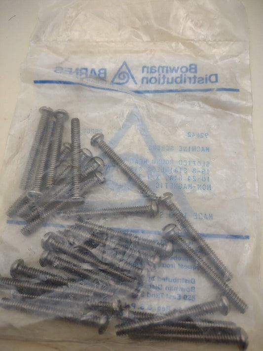 10-24 x 1-3/4" 18-8 Stainless Round Head Slotted Machine Screws (25) pack SSMS12