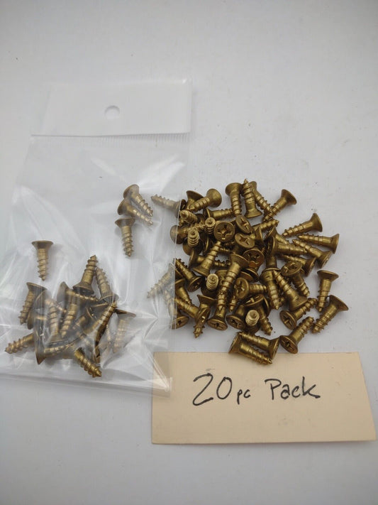 #6 x 1/2" Solid Brass Phillips FH Wood Screws (20) Pack- NOS - A011p