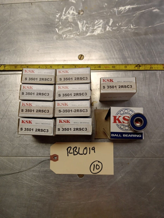 KSK S 3501 2RSC3 Ball Bearings - Lot of Qty (10) NOS - RBL019
