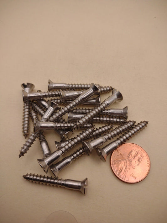 #8 x 1-1/4" 18-8 Stainless Flat Head Slotted Marine Wood Screws (20) pack SSWS10