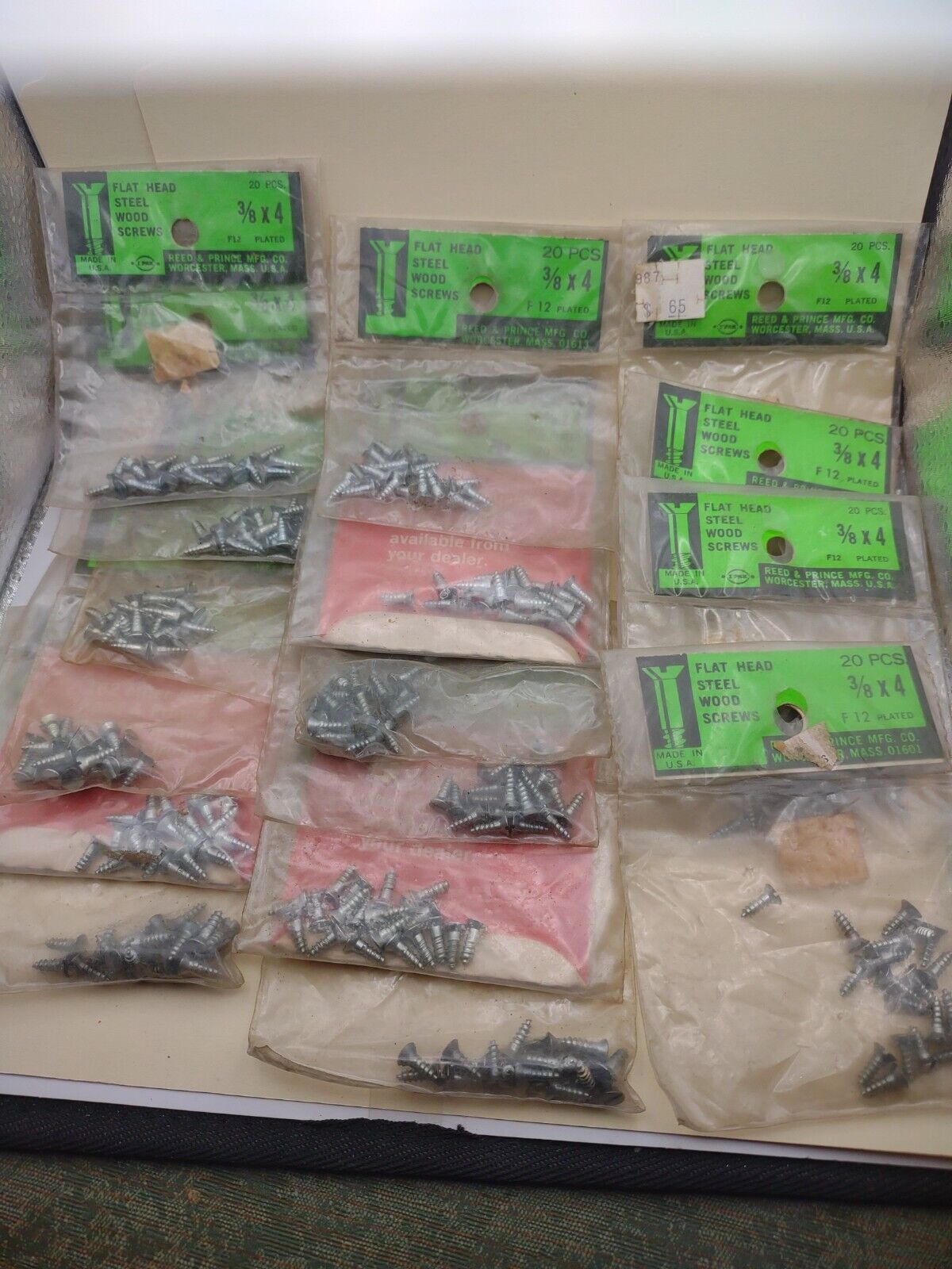#4 x 3/8" Slotted Flat Head Reed & Prince Wood Screws (320pcs) NOS Lot RP003