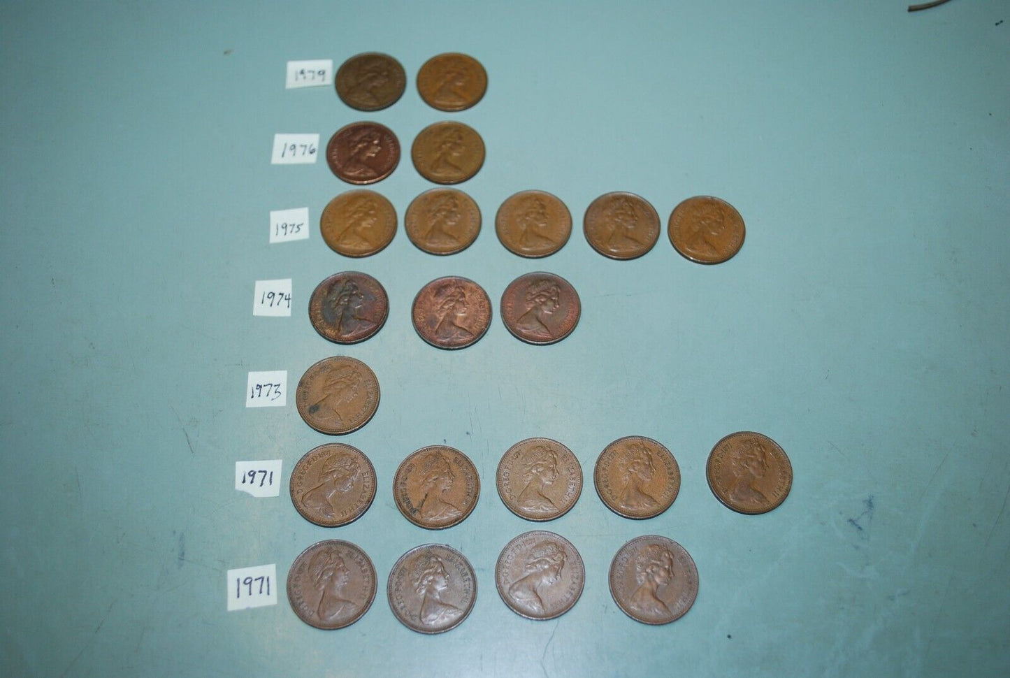 Lot of (22) 1971-1979 British UK 1p New Penny Coins