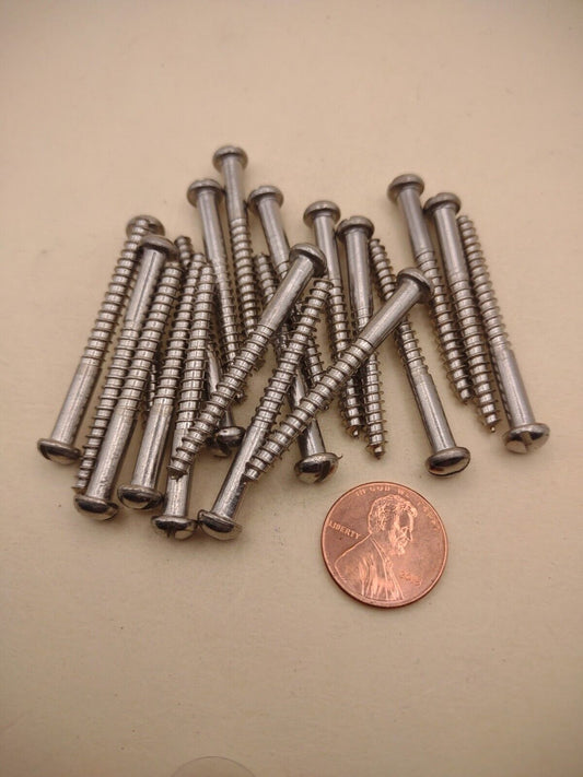 #8 x 1-3/4" 18-8 Stainless Round Head Slotted Marine Wood Screws (20 pack SSWS36