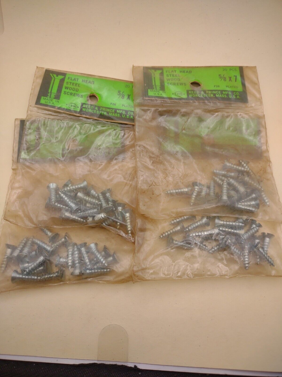 #7 x 5/8" Slotted Flat Head Reed & Prince Wood Screws (80pcs) NOS Lot RP019
