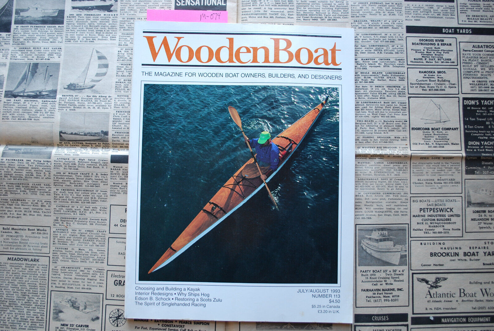WoodenBoat Magazine "Choosing & Building a Kayak" Jul / Aug 1993 No. 113 M-074
