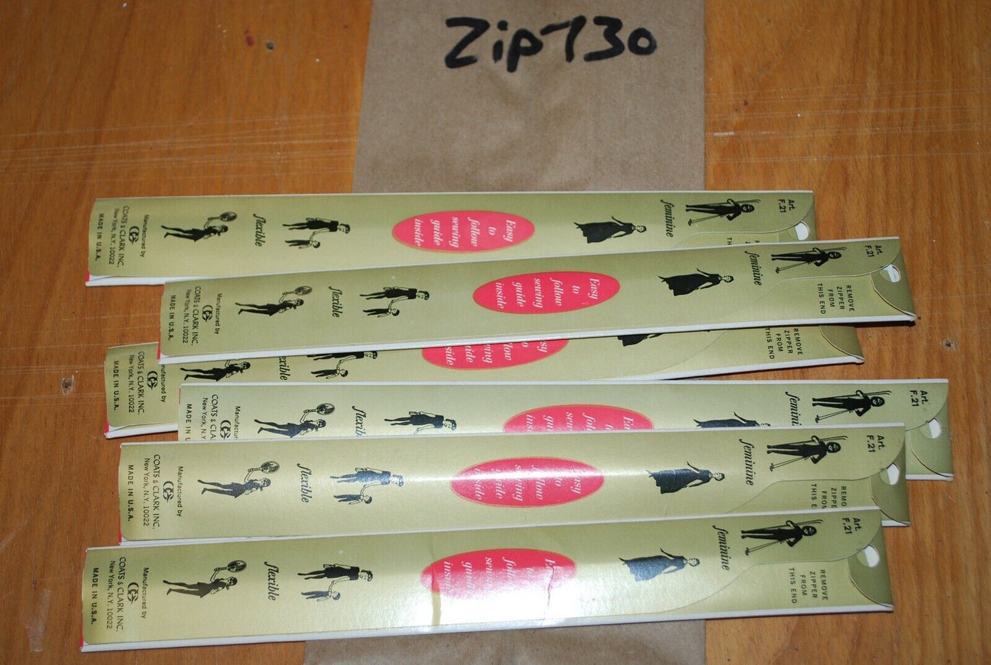 N.O.S. J&P Coats 16" Metal Zipper 5 Copenhagen - (Lot of 6 packs) - zip730