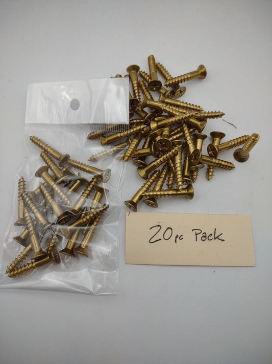 #8 x 1" Solid Brass Phillips FH Wood Screws (20) Pack- NOS - A004p