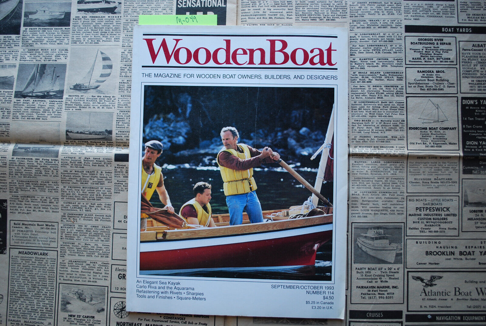 WoodenBoat Magazine "An elegant Sea Kayak" Sept / Oct 1993 No. 114 M-049