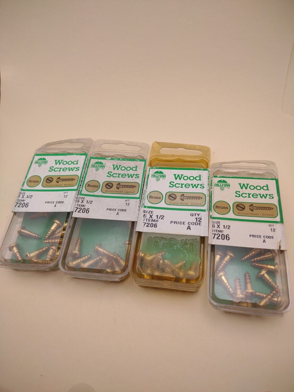 #6 x 1/2" NOS Round Head Slotted BRASS Wood Screws Lot of (48) BOX0290
