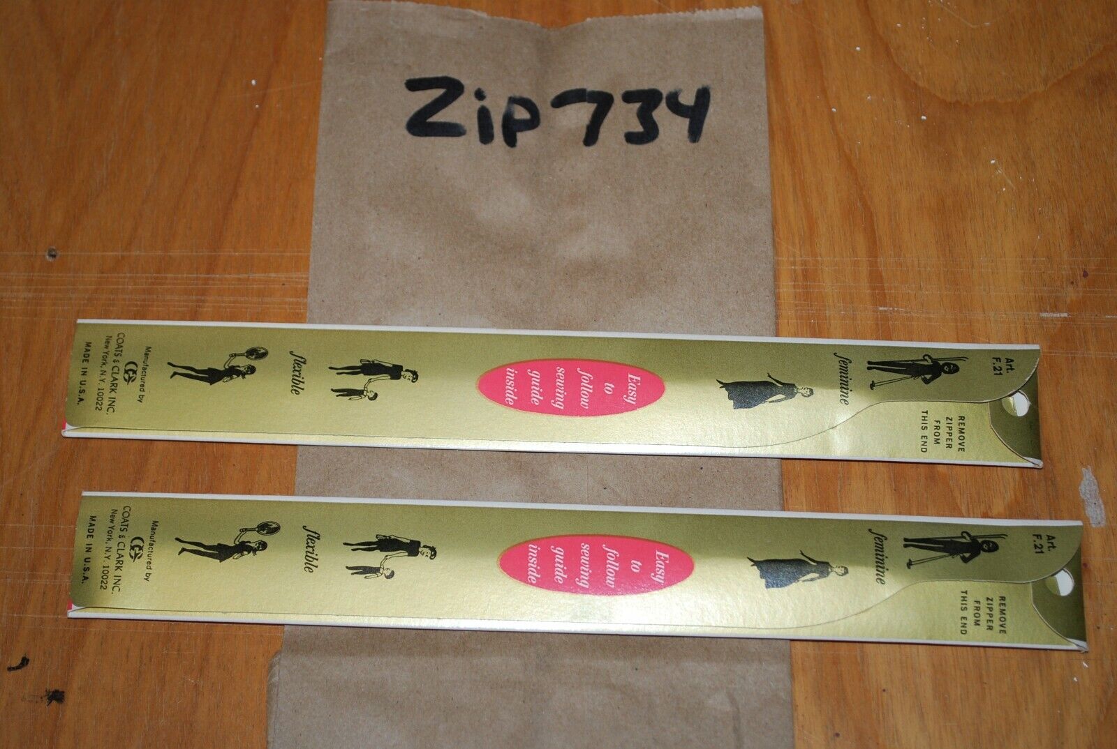 N.O.S. J&P Coats 16" Metal Zipper 30 Lt. Pink - (Lot of 2 packs) - zip734