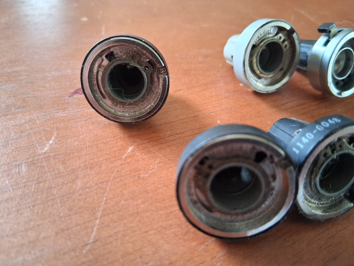 Lot of 5 Vintage DUODIAL Potentiometer Knobs - Used - working - 80N-245