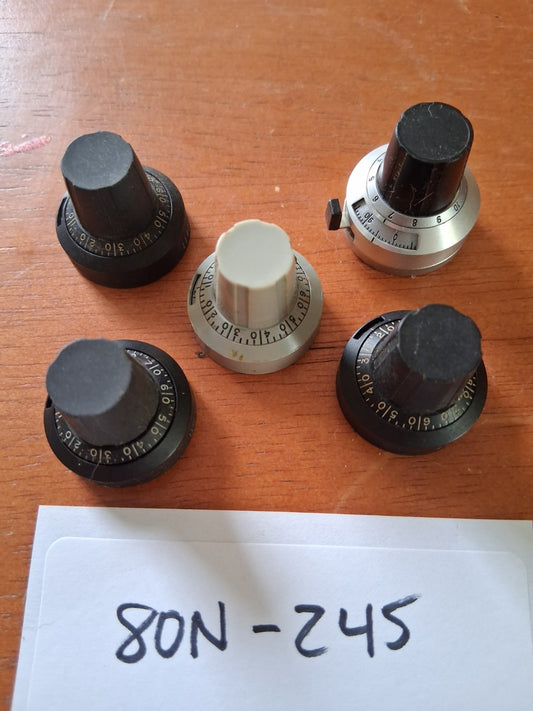 Lot of 5 Vintage DUODIAL Potentiometer Knobs - Used - working - 80N-245
