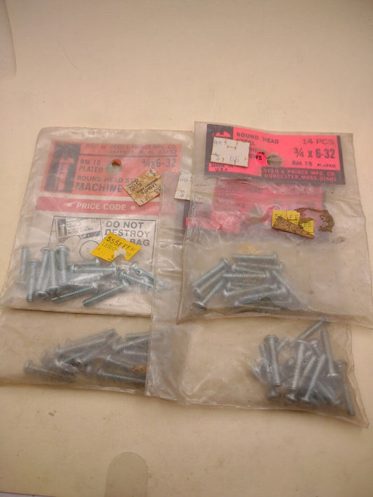 #6-32 x 3/4" Slotted Round Head Reed & Prince Machine Screws (56pcs) Lot RP134