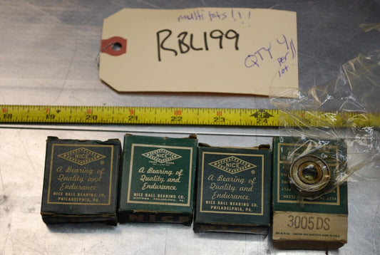 NICE 3005-DS Ball Bearings - Lot of Qty (4) NOS - RBL199