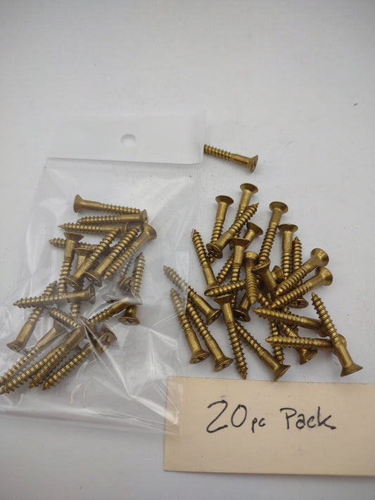 #6 x 1" Solid Brass Phillips FH Wood Screws (20) Pack- NOS - A015p