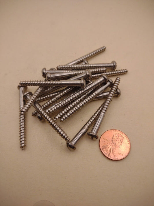 #8 x 1-3/4" 18-8 Stainless Round Head Slotted Marine Wood Screws (20 pack SSWS37