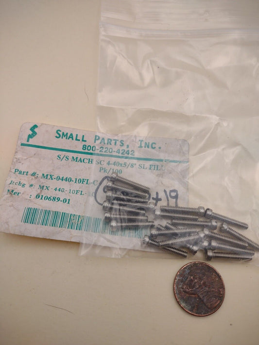 #4-40 x 5/8" NOS Fillister Head Slotted SS Machine Screws Pack of (20) FIL10