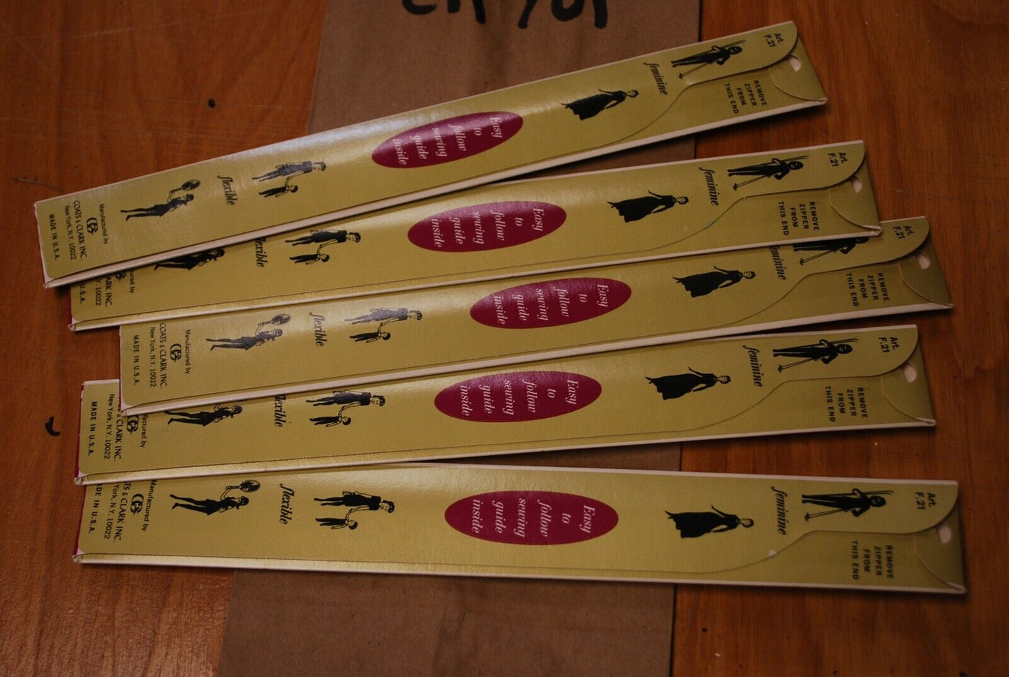N.O.S. J&P Coats 7" Metal Zipper 48-A London Tan - (Lot of 5 packs) - zip701