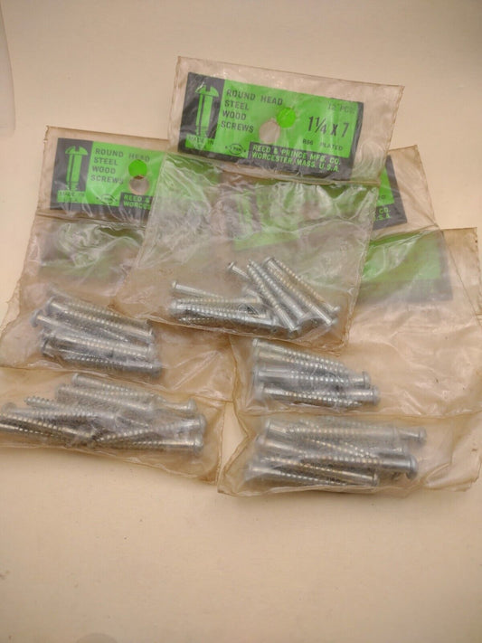 #7 x 1-1/4" Slotted Round Head Reed & Prince Wood Screws (60pcs) NOS Lot RP090