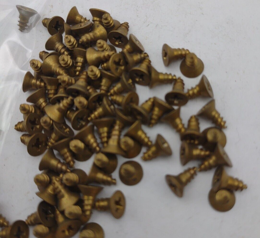 #4 x 1/4" Solid Brass Phillips FH Wood Screws (100) Box Pack- NOS - A019