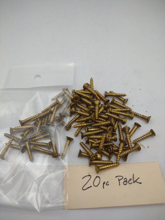 #4 x 5/8" Solid Brass Phillips FH Wood Screws (20) Pack- NOS - A021p