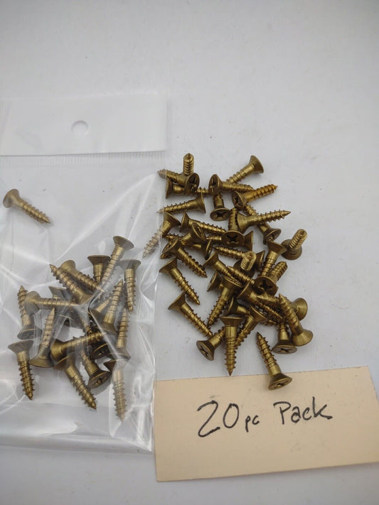 #6 x 5/8" Solid Brass Phillips FH Wood Screws (20) Pack- NOS - A013p