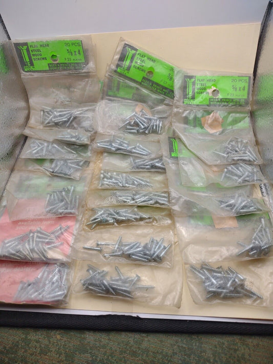 #4 x 5/8" Slotted Flat Head Reed & Prince Wood Screws (400pcs) NOS Lot RP005