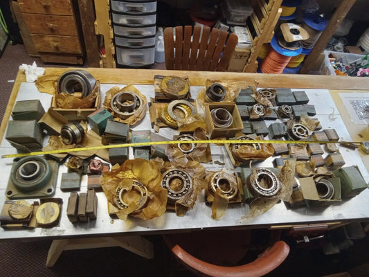 Huge lot of antique ball bearings - Fafnir, MRC 60pcs 100+lbs - Metal Art Assort
