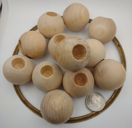 1-1/2" Dia 19/16" hole Unfinished Wood Round Ball Dowel Cap 12pc Packs Lot #DC07