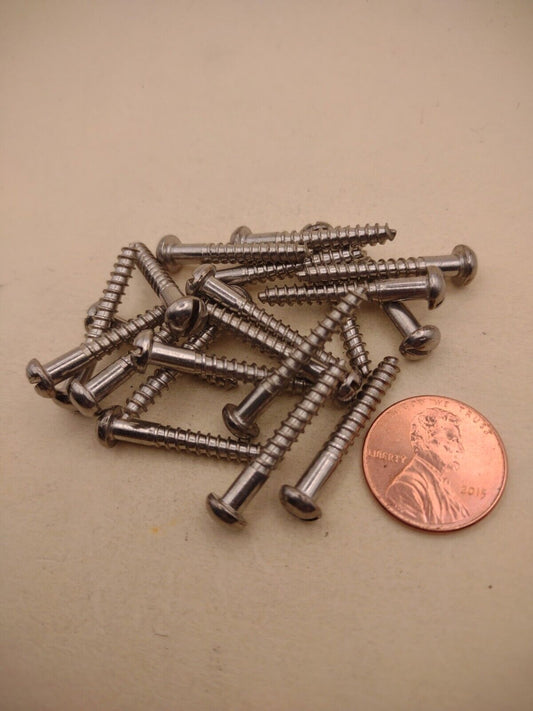 #6 x 1" 18-8 Stainless Round Head Slotted Marine Wood Screws (20) pack SSWS30