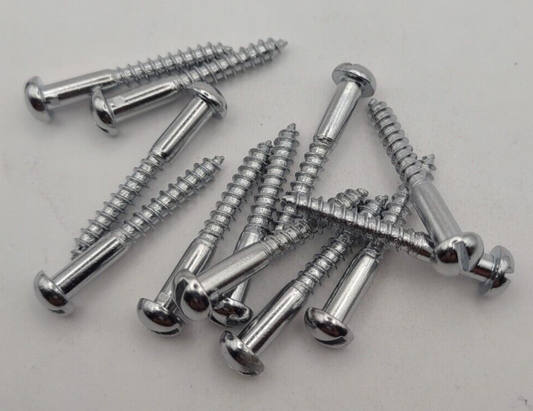 #8 x 1-1/4" Chrome Brass Round Head Slotted Marine Wood Screws (12) pack CBWS61
