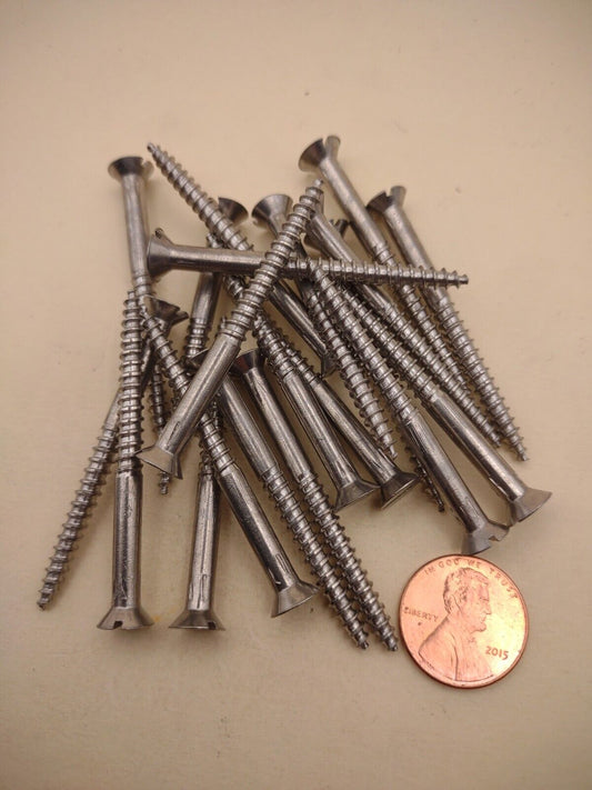 #8 x 2" 18-8 Stainless Flat Head Slotted Marine Wood Screws (20) pack SSWS13