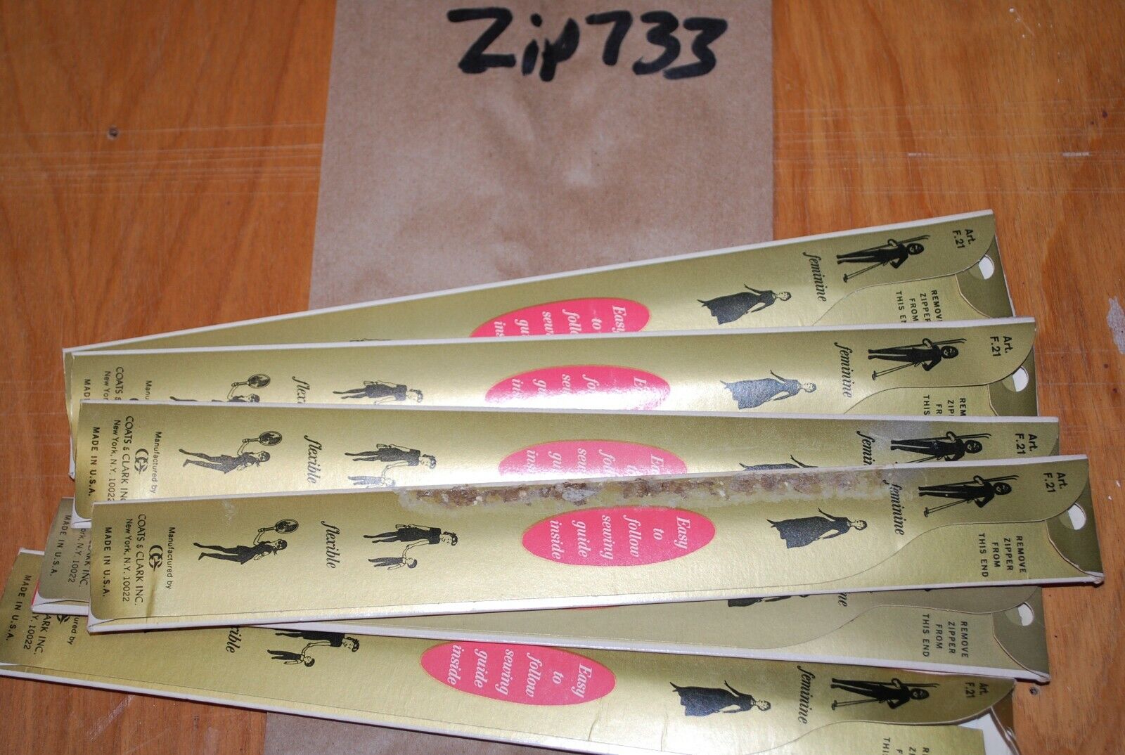 N.O.S. J&P Coats 16" Metal Zipper 16 Ecru - (Lot of 6 packs) - zip733