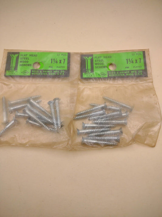 #7 x 1-1/4" Slotted Flat Head Reed & Prince Wood Screws (24pcs) NOS Lot RP022