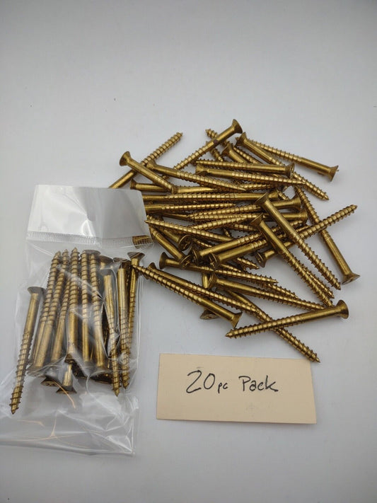 #8 x 2" Solid Brass Phillips FH Wood Screws (20) Pack- NOS - A007p